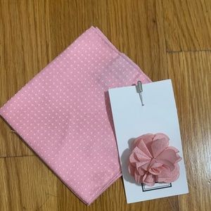 Light pink pocket square and lapel pin